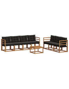 Set di divani con cuscino 8 pcs Naturale e Nero 2