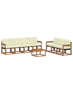 Set di divani con cuscino 8 pcs Naturale e Crema 2