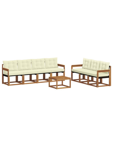 Set di divani con cuscino 8 pcs Naturale e Crema