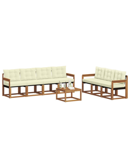 Set di divani con cuscino 8 pcs Naturale e Crema