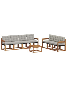 Set di divani con cuscino 8 pcs Grigio Naturale e Chiaro 2