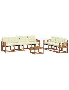 Set di divani con cuscino 8 pcs Naturale e Crema 2