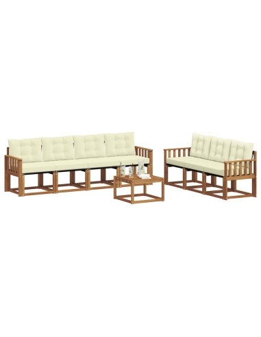 Set di divani con cuscino 8 pcs Naturale e Crema