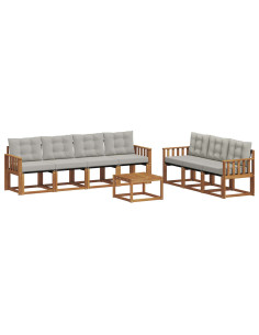Set di divani con cuscino 8 pcs Grigio Naturale e Chiaro 2