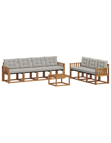 Set di divani con cuscino 8 pcs Grigio Naturale e Chiaro