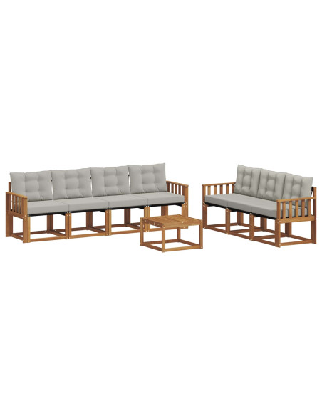 Set di divani con cuscino 8 pcs Grigio Naturale e Chiaro