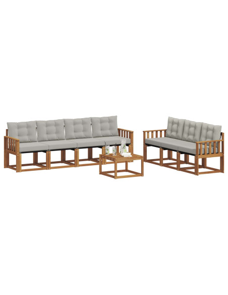 Set di divani con cuscino 8 pcs Grigio Naturale e Chiaro