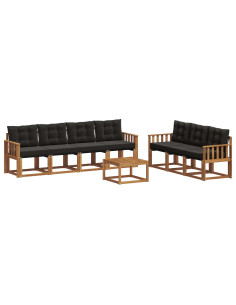Set di divani con cuscino 8 pcs Naturale e Nero 2