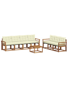 Set di divani con cuscino 8 pcs Naturale e Crema 2