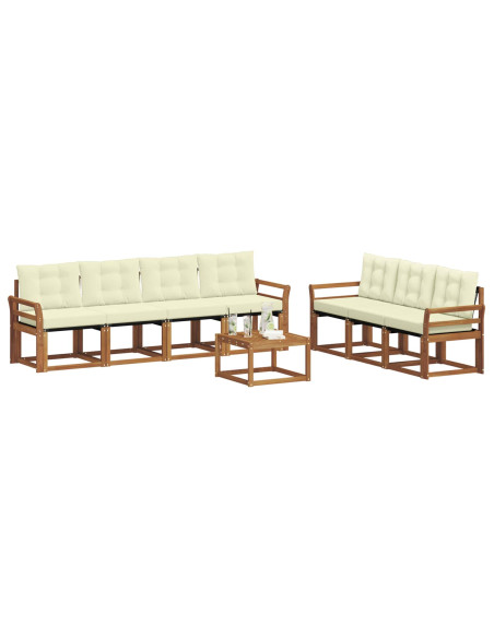 Set di divani con cuscino 8 pcs Naturale e Crema