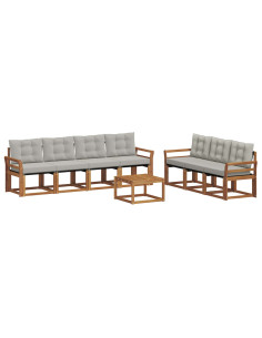 Set di divani con cuscino 8 pcs Grigio Naturale e Chiaro 2