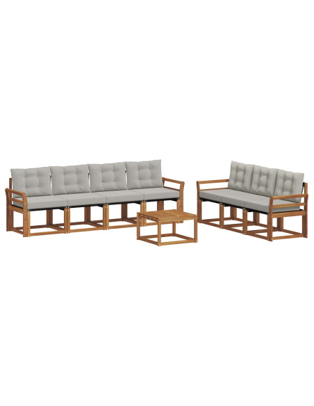 Set di divani con cuscino 8 pcs Grigio Naturale e Chiaro