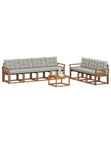 Set di divani con cuscino 8 pcs Grigio Naturale e Chiaro