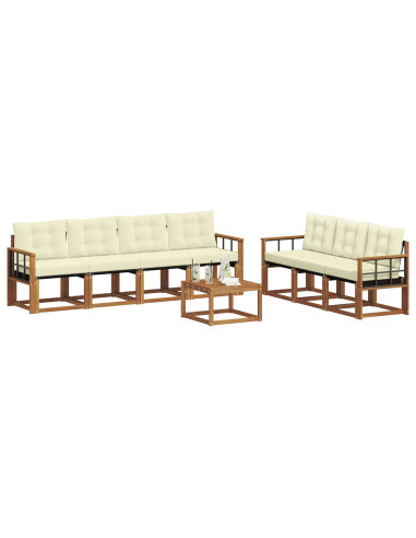 Set di divani con cuscino 8 pcs Naturale e Crema