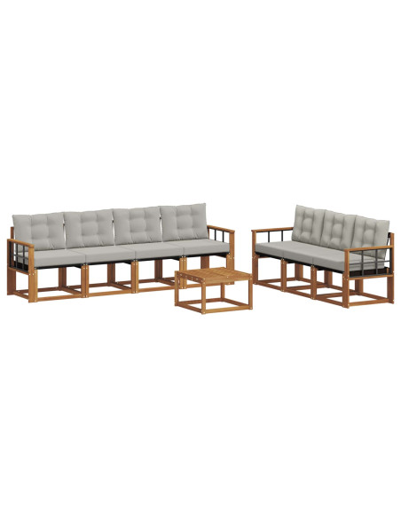 Set di divani con cuscino 8 pcs Grigio Naturale e Chiaro