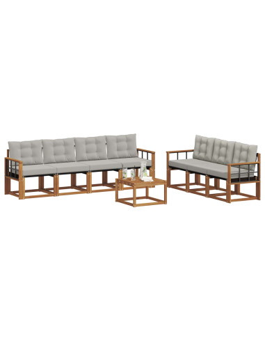 Set di divani con cuscino 8 pcs Grigio Naturale e Chiaro