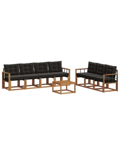Set di divani con cuscino 8 pcs Naturale e Nero 2