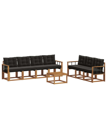 Set di divani con cuscino 8 pcs Naturale e Nero
