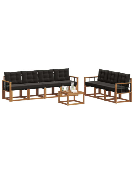 Set di divani con cuscino 8 pcs Naturale e Nero