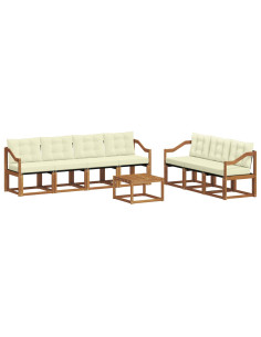 Set di divani con cuscino 8 pcs Naturale e Crema 2