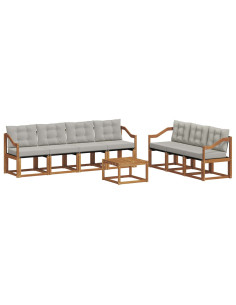 Set di divani con cuscino 8 pcs Grigio Naturale e Chiaro 2