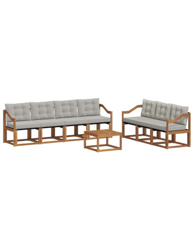 Set di divani con cuscino 8 pcs Grigio Naturale e Chiaro
