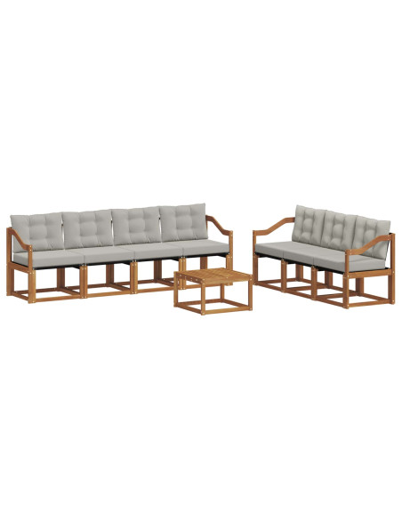 Set di divani con cuscino 8 pcs Grigio Naturale e Chiaro