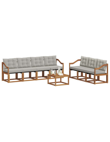 Set di divani con cuscino 8 pcs Grigio Naturale e Chiaro
