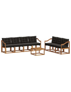 Set di divani con cuscino 8 pcs Naturale e Nero 2