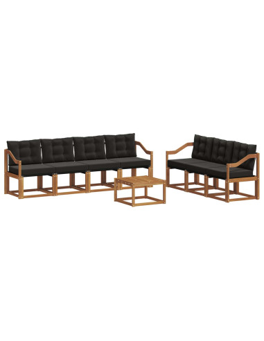 Set di divani con cuscino 8 pcs Naturale e Nero