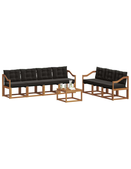 Set di divani con cuscino 8 pcs Naturale e Nero