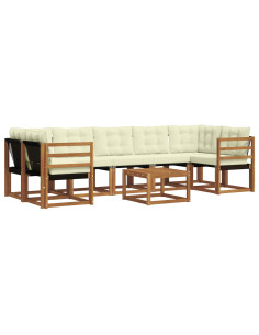 Set di divani con cuscino 8 pcs Naturale e Crema 2