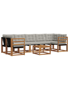 Set di divani con cuscino 8 pcs Grigio Naturale e Chiaro 2