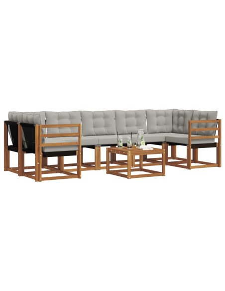 Set di divani con cuscino 8 pcs Grigio Naturale e Chiaro