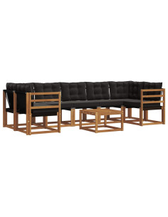 Set di divani con cuscino 8 pcs Naturale e Nero 2