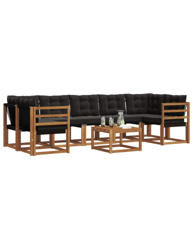 Set di divani con cuscino 8 pcs Naturale e Nero