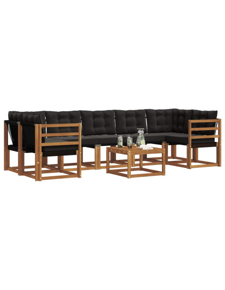 Set di divani con cuscino 8 pcs Naturale e Nero