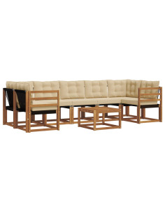 Set di divani con cuscino 8 pcs Naturale e Beige 2