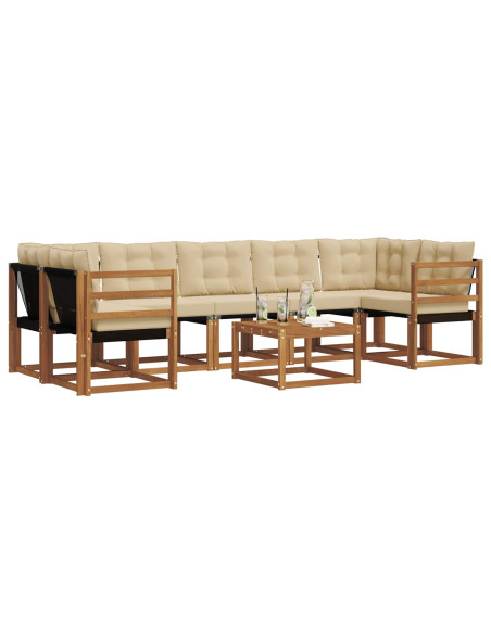 Set di divani con cuscino 8 pcs Naturale e Beige