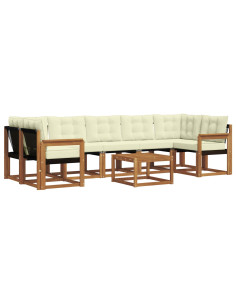 Set di divani con cuscino 8 pcs Naturale e Crema 2
