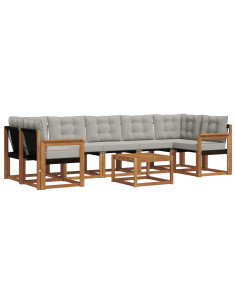 Set di divani con cuscino 8 pcs Grigio Naturale e Chiaro 2
