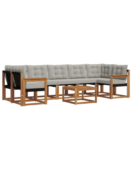 Set di divani con cuscino 8 pcs Grigio Naturale e Chiaro