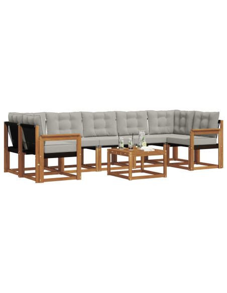 Set di divani con cuscino 8 pcs Grigio Naturale e Chiaro