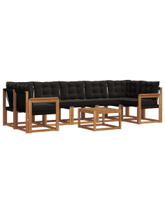 Set di divani con cuscino 8 pcs Naturale e Nero 2