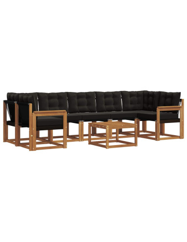 Set di divani con cuscino 8 pcs Naturale e Nero