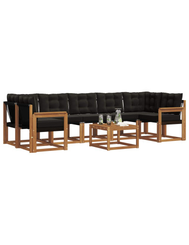 Set di divani con cuscino 8 pcs Naturale e Nero