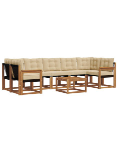 Set di divani con cuscino 8 pcs Naturale e Beige 2