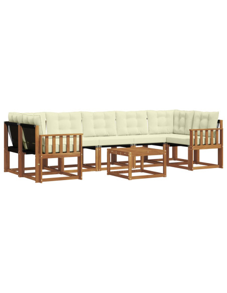 Set di divani con cuscino 8 pcs Naturale e Crema
