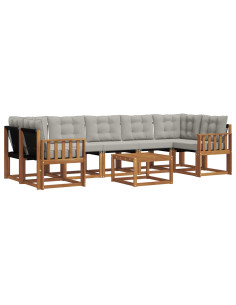 Set di divani con cuscino 8 pcs Grigio Naturale e Chiaro 2