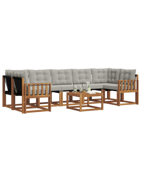 Set di divani con cuscino 8 pcs Grigio Naturale e Chiaro